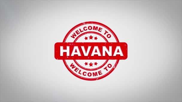 Havana'ya hoş geldiniz damgalama metin ahşap damga animasyon imzaladı.