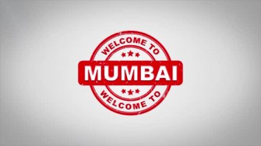 Mumbai hoş geldiniz damgalama metin ahşap damga animasyon imzaladı.