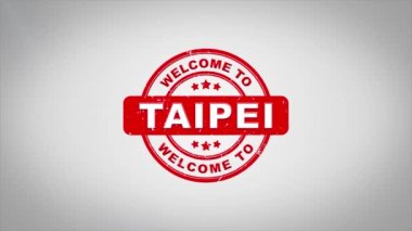 Taipei hoş geldiniz damgalama metin ahşap damga animasyon imzaladı.