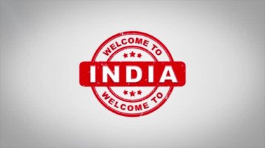Hindistan'a hoş geldiniz damgalama metin ahşap damga animasyon imzaladı.