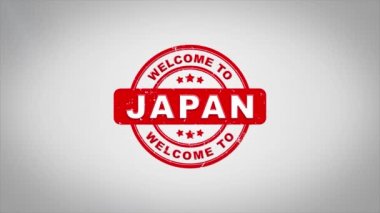 Japonya'ya hoş geldiniz damgalama metin ahşap damga animasyon imzaladı.