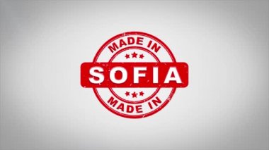Yapılan Sofia imzalanmış metin ahşap damga animasyon damgalama.
