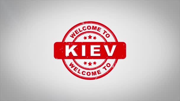Kiev hoş geldiniz damgalama metin ahşap damga animasyon imzaladı.