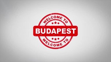 Budapeşte'ye hoş geldiniz damgalama metin ahşap damga animasyon imzaladı.