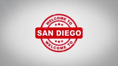 San Diego'ya hoş geldiniz damgalama metin ahşap damga animasyon imzaladı.
