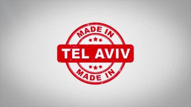Yapılan Tel Aviv imzalanmış metin ahşap damga animasyon damgalama.
