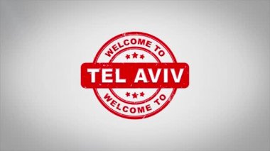 Tel Aviv hoş geldiniz damgalama metin ahşap damga animasyon imzaladı.