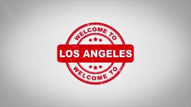 Los Angeles'a hoş geldiniz damgalama metin ahşap damga animasyon imzaladı.
