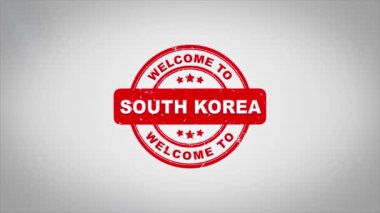 Güney Kore imzalı damgalama metin ahşap damga animasyon için hoş geldiniz.