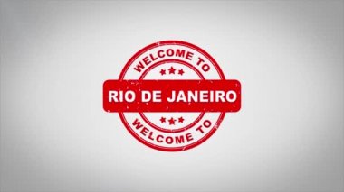 Rio De Janeiro hoş geldiniz damgalama metin ahşap damga animasyon imzaladı.