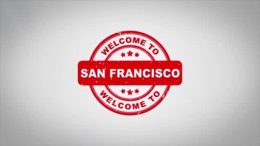 San Francisco'ya hoş geldiniz damgalama metin ahşap damga animasyon imzaladı.