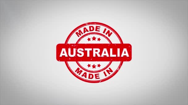 Made In AUSTRALIA Signed Stamping Text Wooden Stamp Animation. — Stock Video