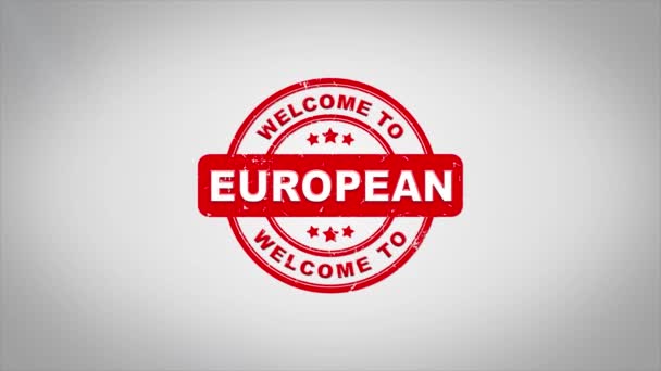 Avrupa hoş geldiniz damgalama metin ahşap damga animasyon imzaladı.