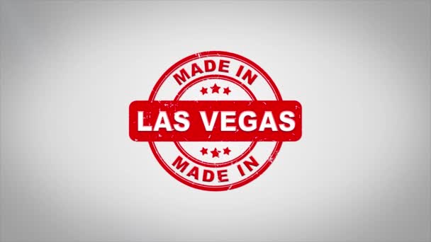 V Las Vegas podepsal, lisování dřevěné razítko animace textu. — Stock video