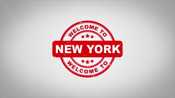 New York'a hoş geldiniz damgalama metin ahşap damga animasyon imzaladı.