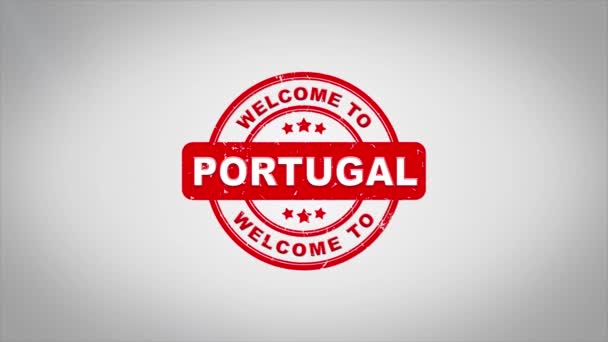 Bienvenue à PORTUGAL Timbre texte signé Animation Timbre en bois . — Video