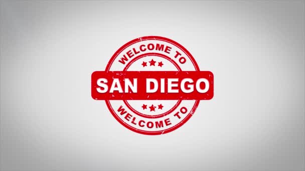 San Diego'ya hoş geldiniz damgalama metin ahşap damga animasyon imzaladı.