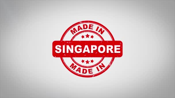 Made In SINGAPORE Signed Stamping Text Wooden Stamp Animation. — Stock Video