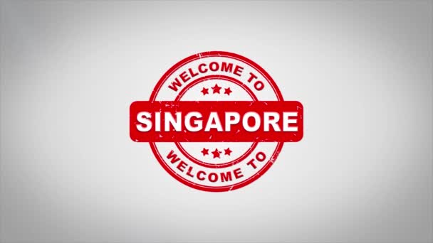 Singapur'a Hoşgeldiniz damgalama metin ahşap damga animasyon imzaladı.