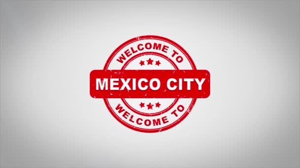 欢迎来到墨西哥城签名冲压文字木邮票动画. — 图库视频影像
