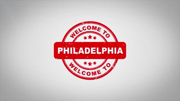 Philadelphia'ya hoş geldiniz damgalama metin ahşap damga animasyon imzaladı.