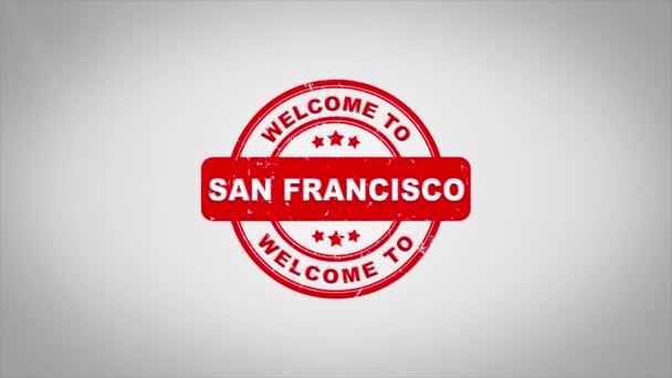 Bienvenue à SAN FRANCISCO Timbre texte signé Animation Timbre bois . — Video