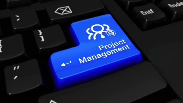 42. project Management ronde beweging op Computer toetsenbord knop met de tekst en het pictogram. — Stockvideo