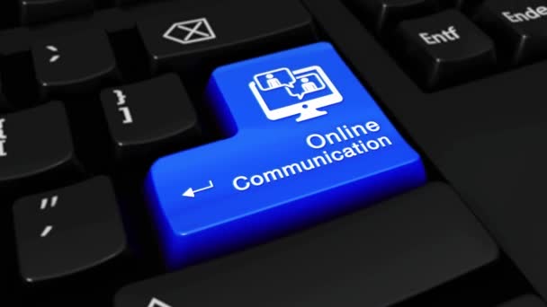 72. Comunicación en línea movimiento redondo en el botón del teclado de la computadora . — Vídeo de stock