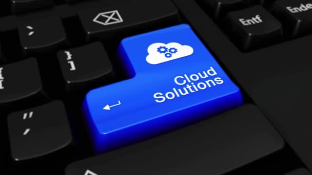 107. cloud oplossingen ronde beweging op Computer toetsenbord knop. — Stockvideo