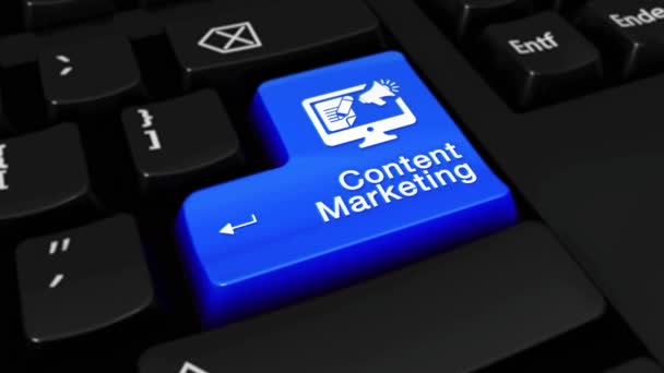 110 Content Marketing Ronde Beweging Blauwe Invoeren Knop Moderne Computer — Stockvideo