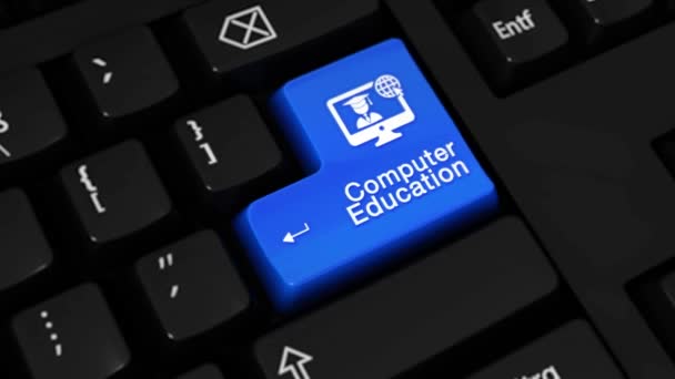 173. počítačové vzdělávání rotační pohyb na tlačítko klávesnice počítače. — Stock video