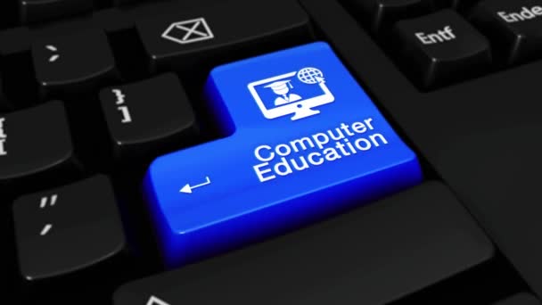 174. Computer Education Round Motion sul pulsante della tastiera del computer . — Video Stock