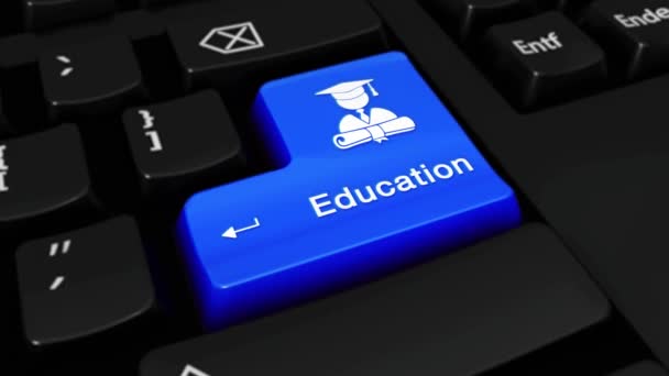 180. Educație mișcare rotundă pe butonul tastaturii computerului . — Videoclip de stoc