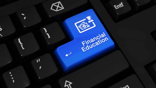 185. Financial Education Rotation Motion On Computer Keyboard Button. — Stock Video