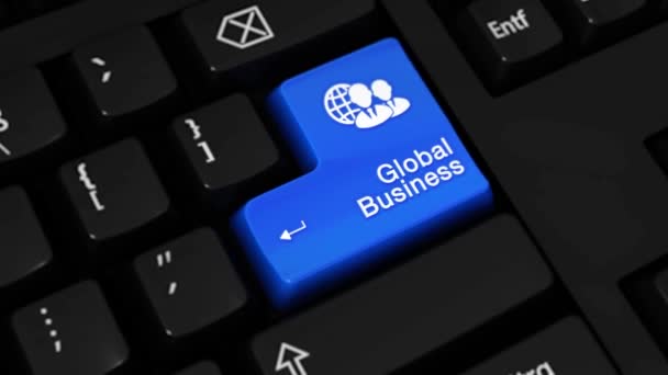 188. global Business rotatie beweging op Computer toetsenbord knop. — Stockvideo