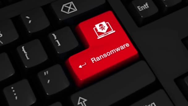 02. Ransomware Rotation Motion på dator tangentbord knappen. — Stockvideo