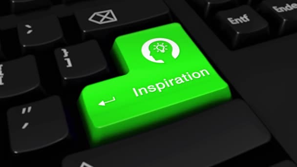 Inspiratie Ronde Beweging Groen Invoeren Knop Moderne Computer Keyboard Met — Stockvideo