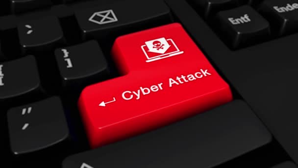 66. Cyber aanval ronde beweging op Computer toetsenbord knop. — Stockvideo