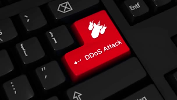 71. Movimiento de rotación de ataque DDoS en el botón del teclado del ordenador . — Vídeo de stock