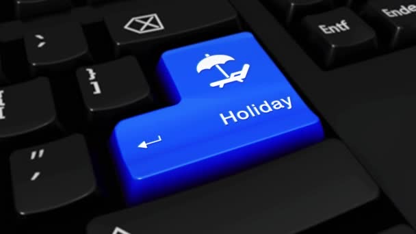 412 Urlaubsrunde Bewegung Auf Blauer Eingabetaste Auf Moderner Computertastatur Mit — Stockvideo