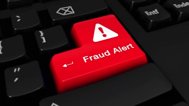 105. fraude Alert ronde beweging op Computer toetsenbord knop. — Stockvideo