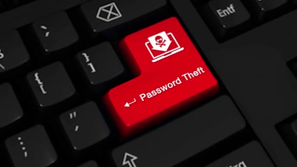 110. heslo krádeže rotační pohyb na tlačítko klávesnice počítače. — Stock video
