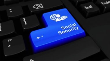 50. sosyal güvenlik yuvarlak bilgisayar klavye düğme üzerinde hareket.