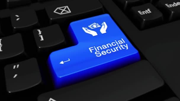 65. financiële zekerheid ronde beweging op Computer toetsenbord knop. — Stockvideo