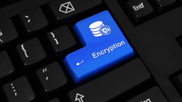 Encryption Rotation Motion Blue Enter Button Modern Computer Keyboard Text — Stock Video