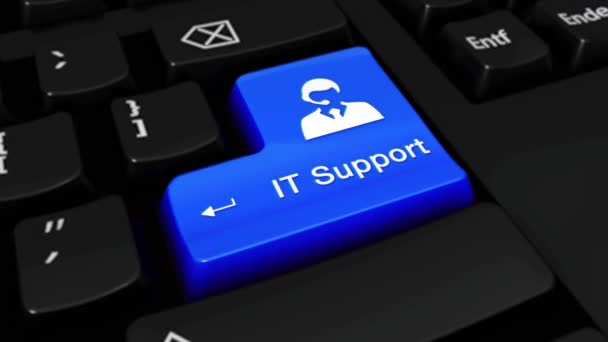 80. Supporto IT Movimento rotondo sul pulsante della tastiera del computer . — Video Stock