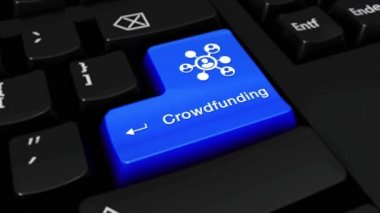 89. Crowdfunding tur hareket üstünde bilgisayar klavye düğme.