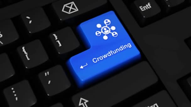 88. Crowdfunding rotatie beweging op Computer toetsenbord knop. — Stockvideo