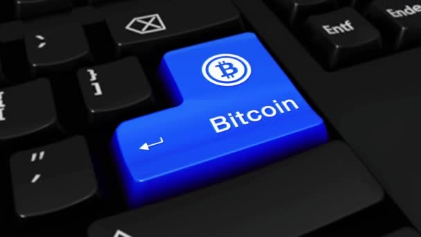 116. Bitcoin γύρο κίνησης στο κουμπί πληκτρολόγιο υπολογιστή. — Αρχείο Βίντεο