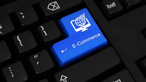 471. E-Commerce-Rotationsbewegung auf der Computertastatur. — Stockvideo